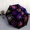 1PC Neon Flowers Automatic Folding Umbrella Portable Collapsible 8-Rib Umbrella for All Seasons, Casual Outdoor Accessory, A40