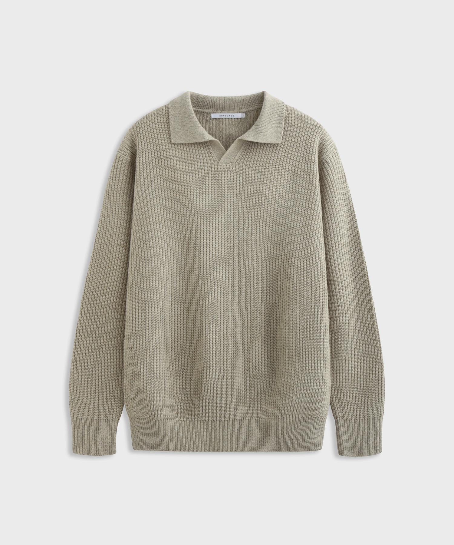 Ash Hour Open Collar Mixed Knit Beige Beige/M
