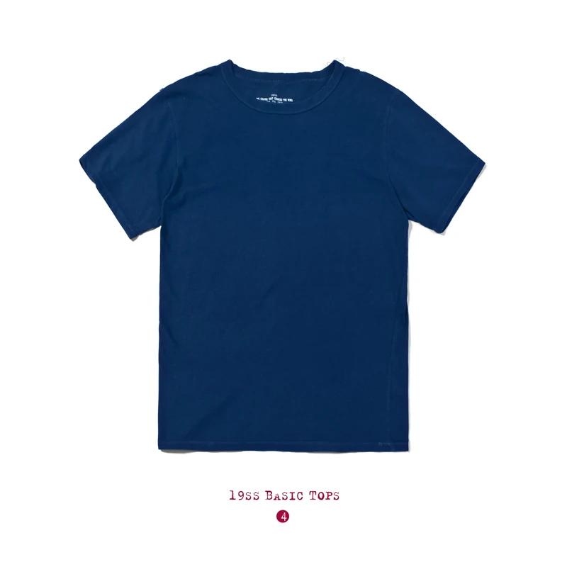 BADBOWL High Quality Cotton Indigo T-shirt Handmade Plant Dyeing T-shirt Short Sleeve Round Neck Japanese Retro Style Tops