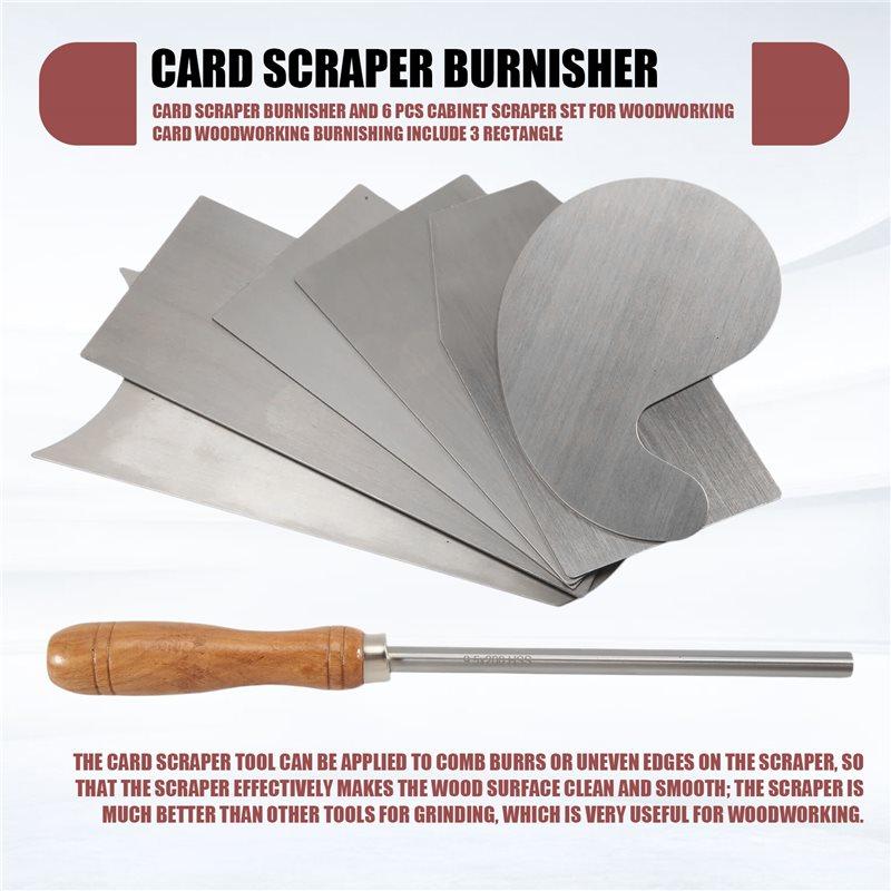 Multifunction Card Scraper Burnisher And 6 Pcs Cabinet Scraper Set For Woodworking Card Woodworking Burnishing Include 3 Rectang