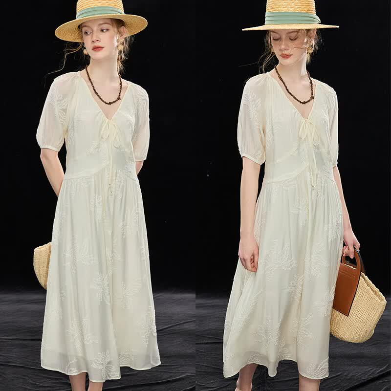 Resort Embroidered V-Neck Maxi Dress XL