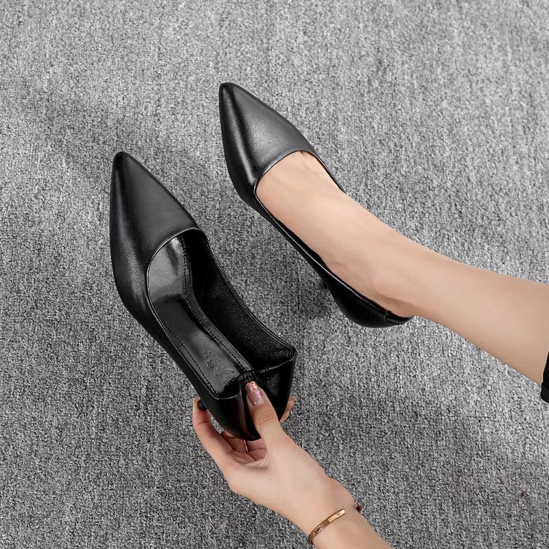 357-8 Flyvertinne Dames Svarte Skinn Stiletthæler - 2025 Profesjonelle Høye Hæler