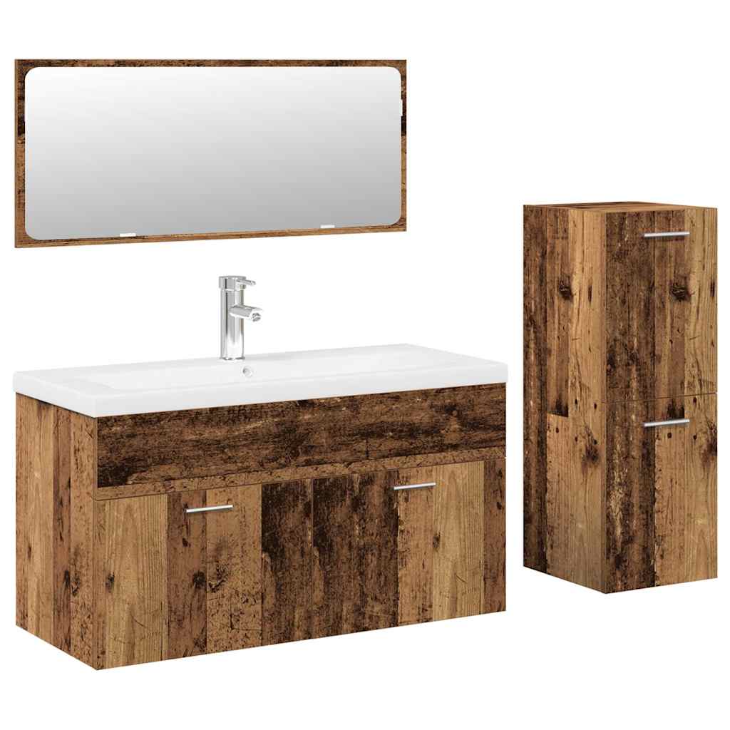 4 piece Bathroom Furniture Set Reclaimed Wood Look Engineered Wood