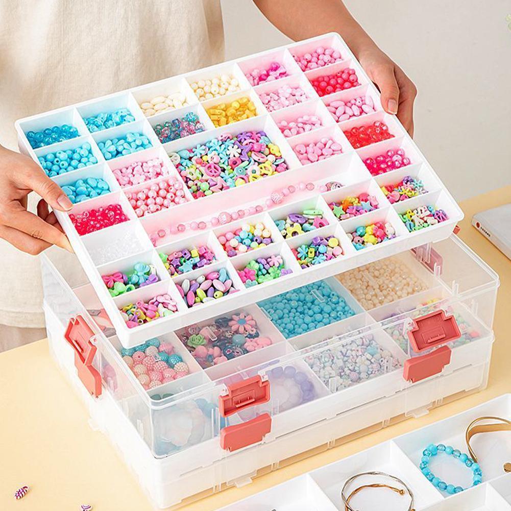 2/4 Layers Plastic Jewelry Bead Storage Container DIY Art Craft Accessory Organizer Case Plastic Jewelry Craft Storage Container