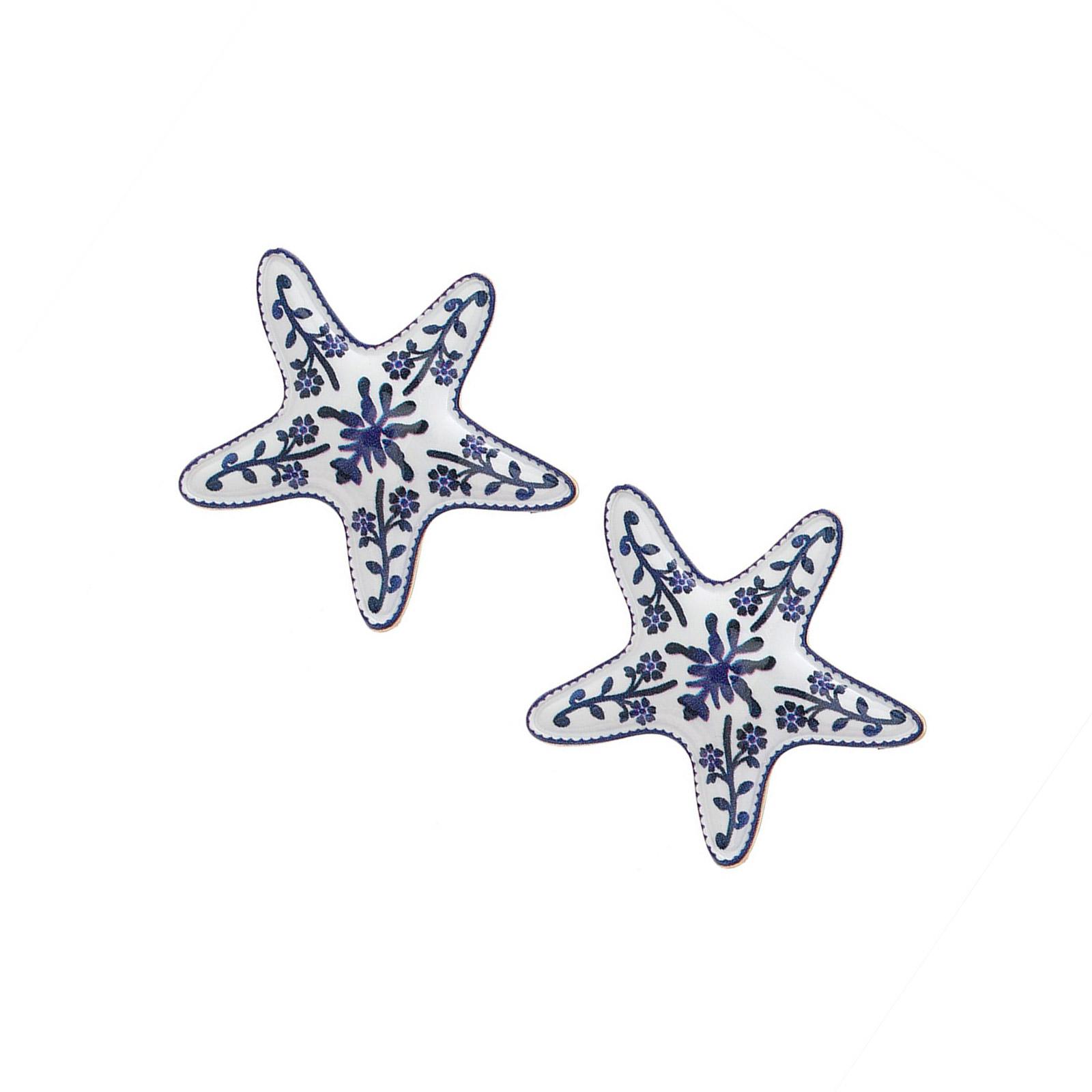 

Элегантные серьги-пусеты из сплава с принтом цветка морской звезды. Портативный дизайн, удобный аксессуар для повседневной носки. синий
