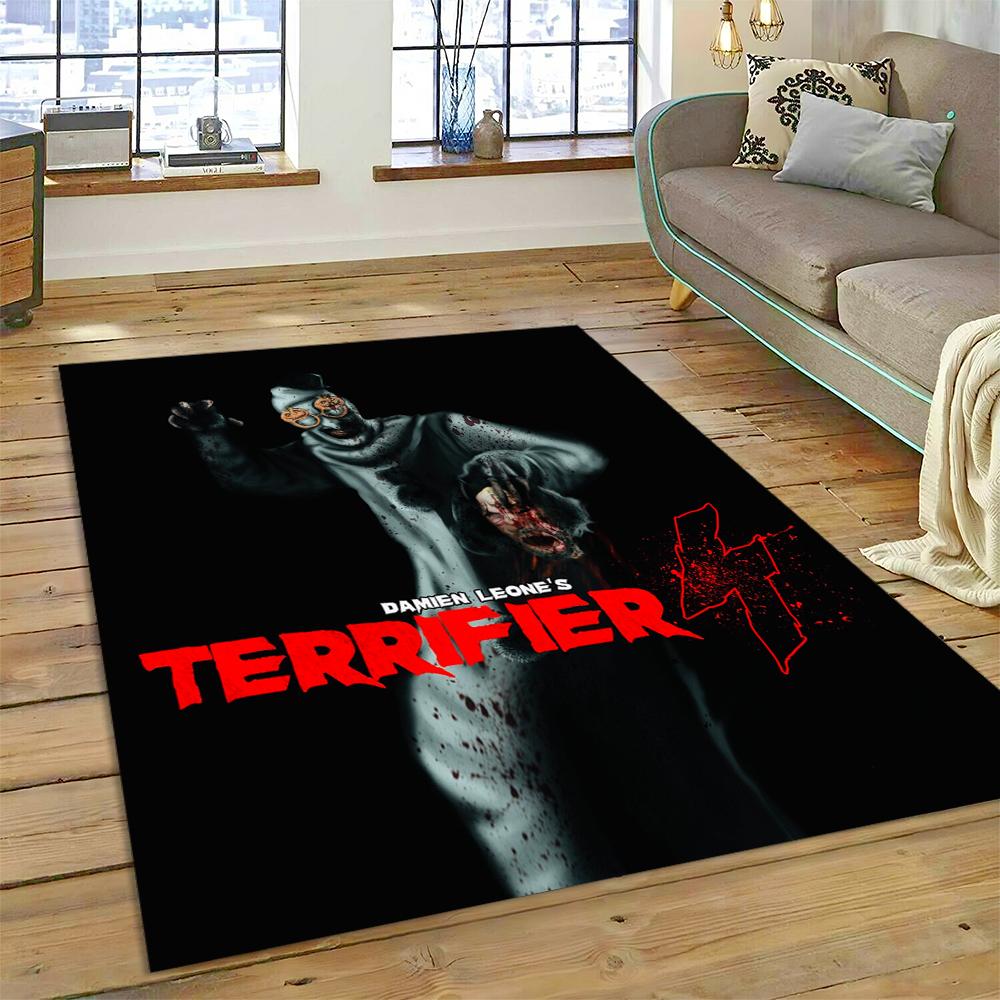3D Terrifier 3 Horror Clown Movie Cartoon Carpet Rug for Bedroom Living Room Home Sofa Decoration,kids Play Decor Floor Mat Gift
