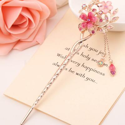 Hair Stick Metal  Chopsticks Women Tassel Pearl Flower Hairpin