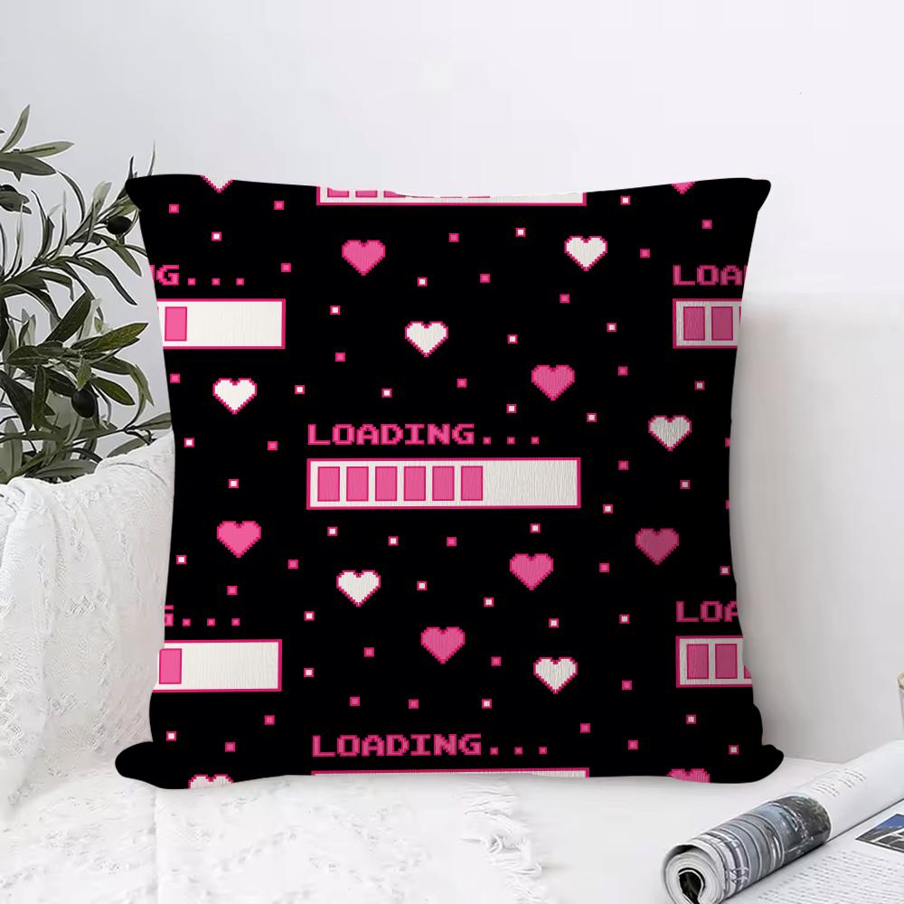 Valentine's Day Stickers X Cushion Cover Anti-dustmite Pillowcase Invisible Zipper Silky Short Plush Sofa Cushion Cover