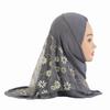 1Pc Headscarf with Flower Girls Hijab Scarf Beautiful Ice Silk Kids Solid Color Children Headwear Muslim