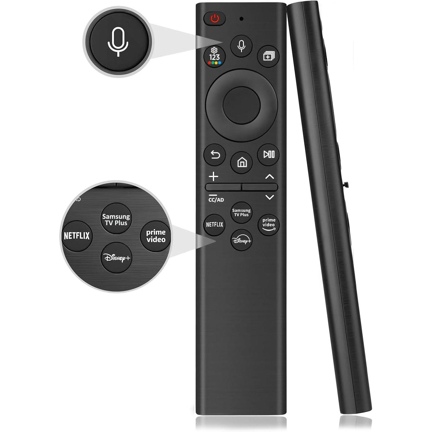 Voice Remote Control for All Samsung Smart TVs, Universal Remote Replacement for All Samsung TV Curved Frame UHD QLED LED 4K 8K Smart TVs чёрный