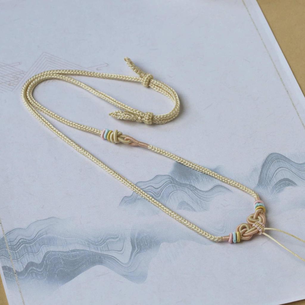 Gold Eight-Strand Braided Necklace with Jadeite Jade Pendant