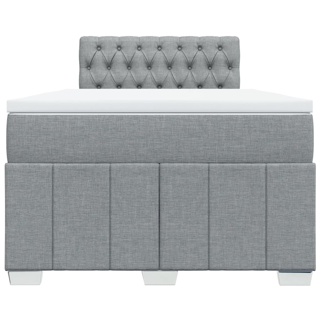 Box Spring Bed with Mattress Light Grey 120 x 190 cm Fabric