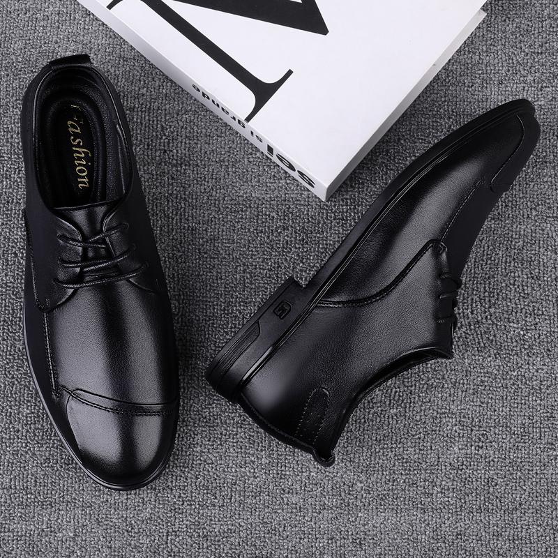 2024 New Men Quality Cowhide Black Low Top Leather Shoes British Business Size38-45 Soft Leather Man Lace Up Leather Dress Shoes