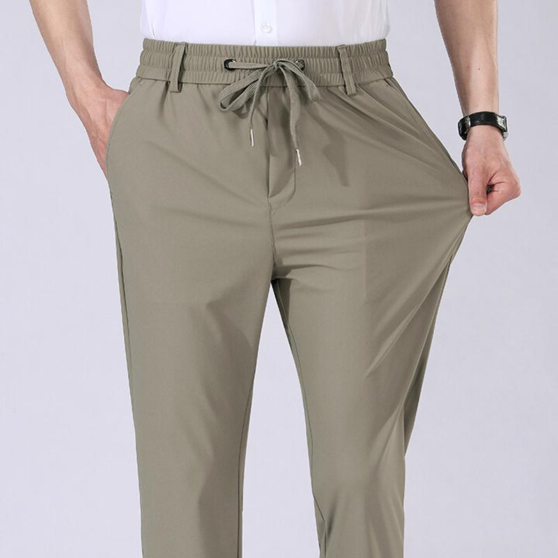 

Summer Men s Stretch Casual Pants Elastic Waist Sweatpants Ice Silky Quick Drying Comfortable Pants Wrinkle Resistant Running Slacks 5XL