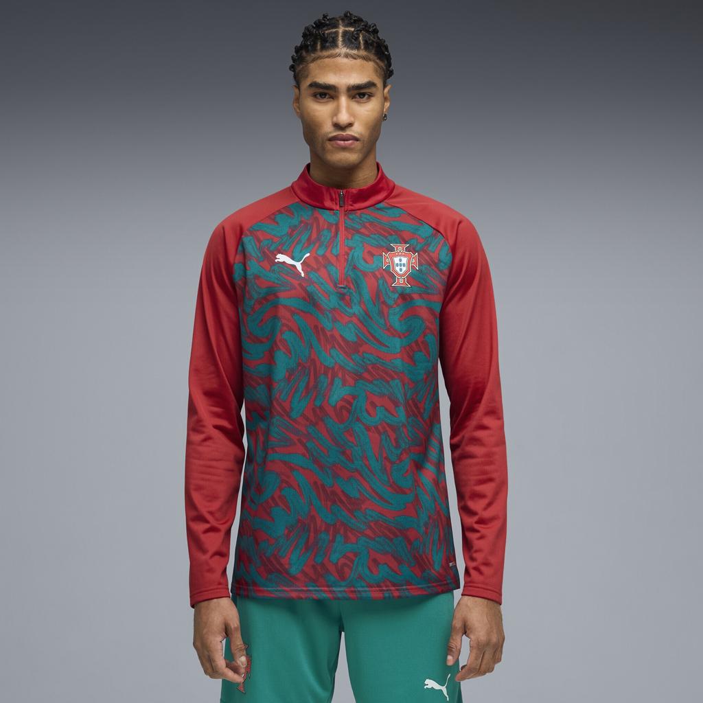 Puma Tricou cu mânecă lungă, slim fit, bloc de culori, cu uscare rapidă, pentru bărbați, Echipa Națională a Portugaliei, cu proprietăți de absorbție a transpirației 784790-37