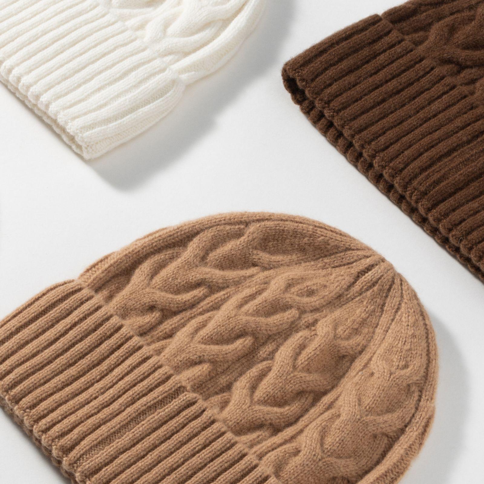 Зимняя однотонная шерстяная шапка из 100% чистой шерсти для девочек — фото 4