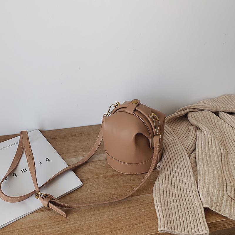 Geantă simplă pentru femei, geantă de tip găleată pentru umăr, cu totul pentru asortarea modului, de culoare pură, pentru petrecere a timpului liber, de mare capacitate, din piele PU