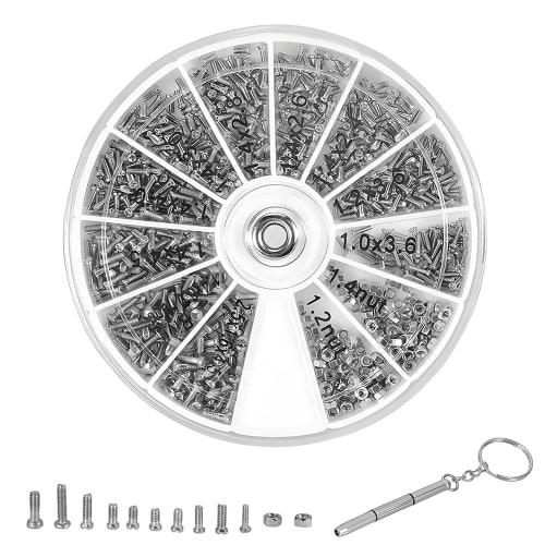 YUHENGCT Eyeglass Screw Set, 600 Pieces, Includes Eyeglass Screwdriver, Watch Repair Tool, for Watch Repair and Replacement