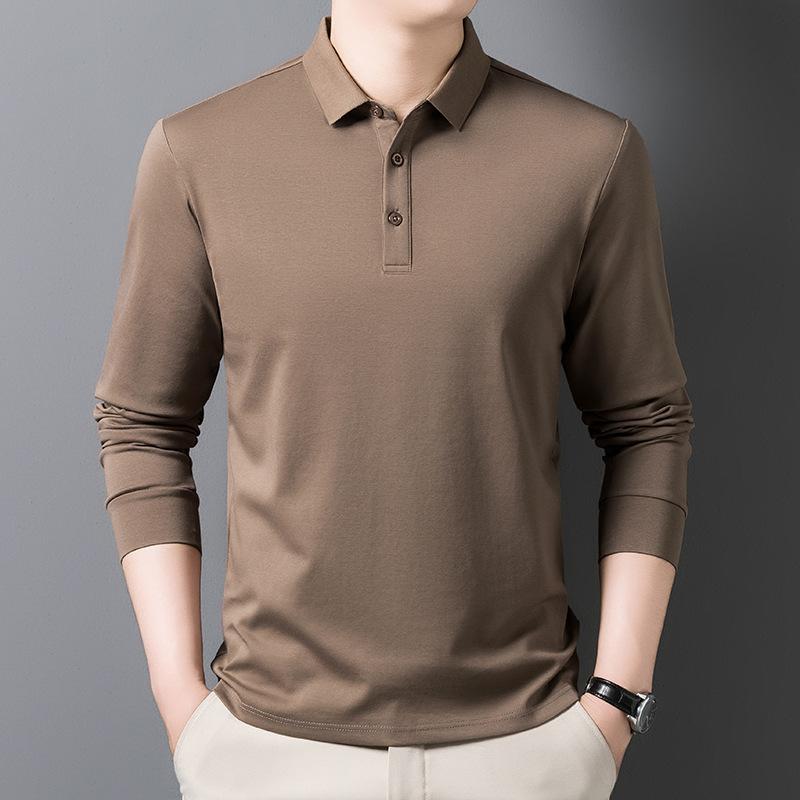 Winter Business Casual Long Sleeve T-Shirt Men s Fashion Versatile Lapel Collar Loose Fit Top L