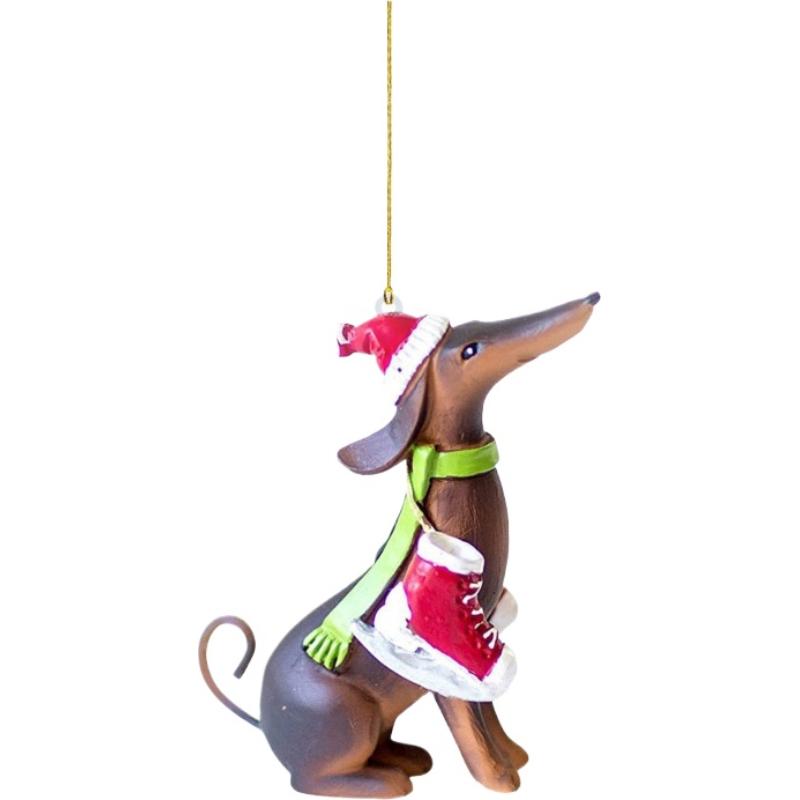 Dackel Hunde Weihnachtsbaumschmuck Weihnachtsbaum Anhänger für Zuhause Weihnachtsdekorationen Dackel Hunde
