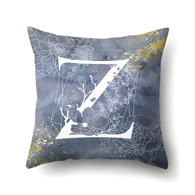 

Polyester Pillow Case Ink and Quicksand Decoration Home 26 English Letter Printed Pillow Cushion Cover No pillow core