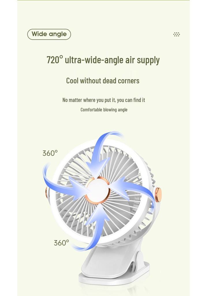 Portable Rechargeable Desktop Clip Fan for Office or Dorm