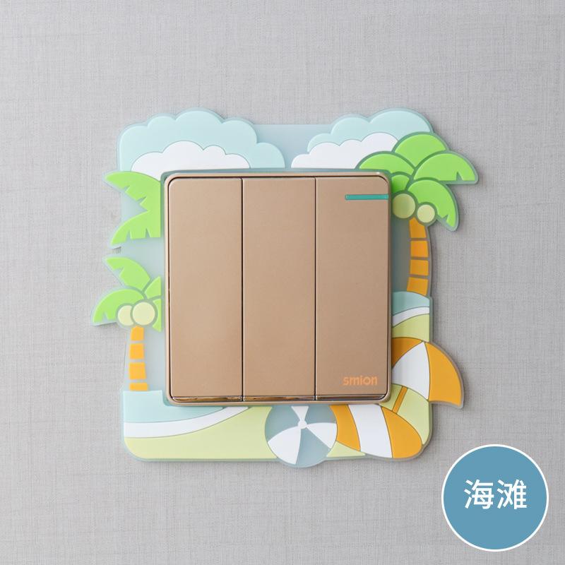 3D Switch Stickers Silicone Wall Sticker Luminous Cactus Plant Protective Cover for Switch Socket Cartoon Home Decoration