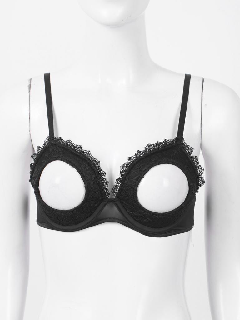 Womens Sexy Lingerie Lace Floral Sheer Hollow Out Wireless Unlined Bra Tops