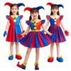 Pomni Halloween Costume for Kids The Amazing Digital Circus Character Derss Gloves and Plushie Toy Bundle for Cosplay Party