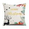 Christmas Pillowcase Nordic Golden Letters Linen Elk Christmas Sofa Pillowcase Cushion