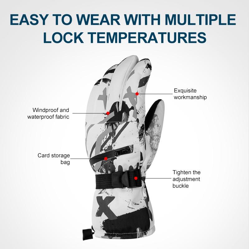 Warm Ski Gloves Winter Thermal Snowboard Gloves Men Women Waterproof Gloves Anti-Slip Touch Screen Skiing Gloves