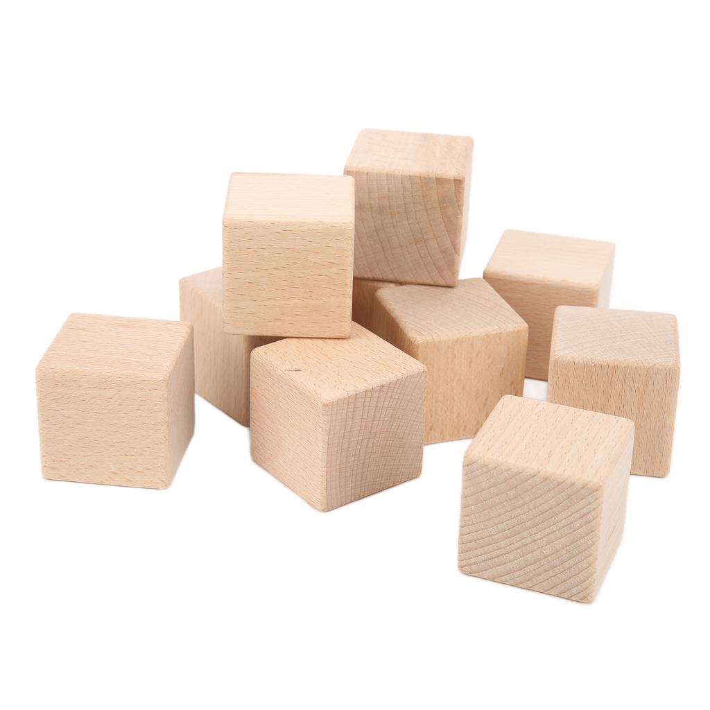 10Pcs Unfinished Wooden Blocks 4cm Smooth Durable Sturdy Uniform Size Small Wood Cubes for Crafts DIY Home Decor