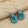 Blue Topaz Natural Gemstone Jewelry  Handmade  Earring 925 Solid Sterling Silver For Wedding Gift