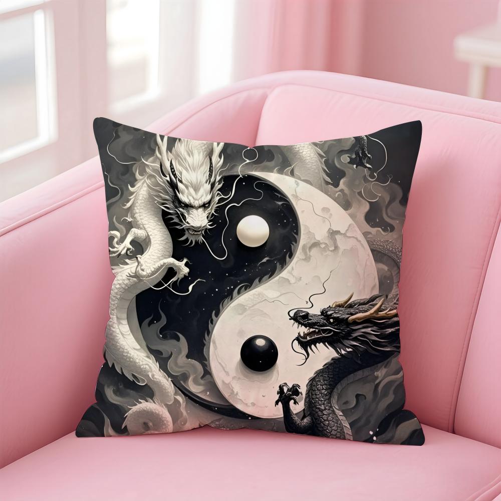Dragon Anime Cool Cartoon Art Cushion Cover Pillowcase Short Plush Invisible zipper Room Sofa Cushion Cover