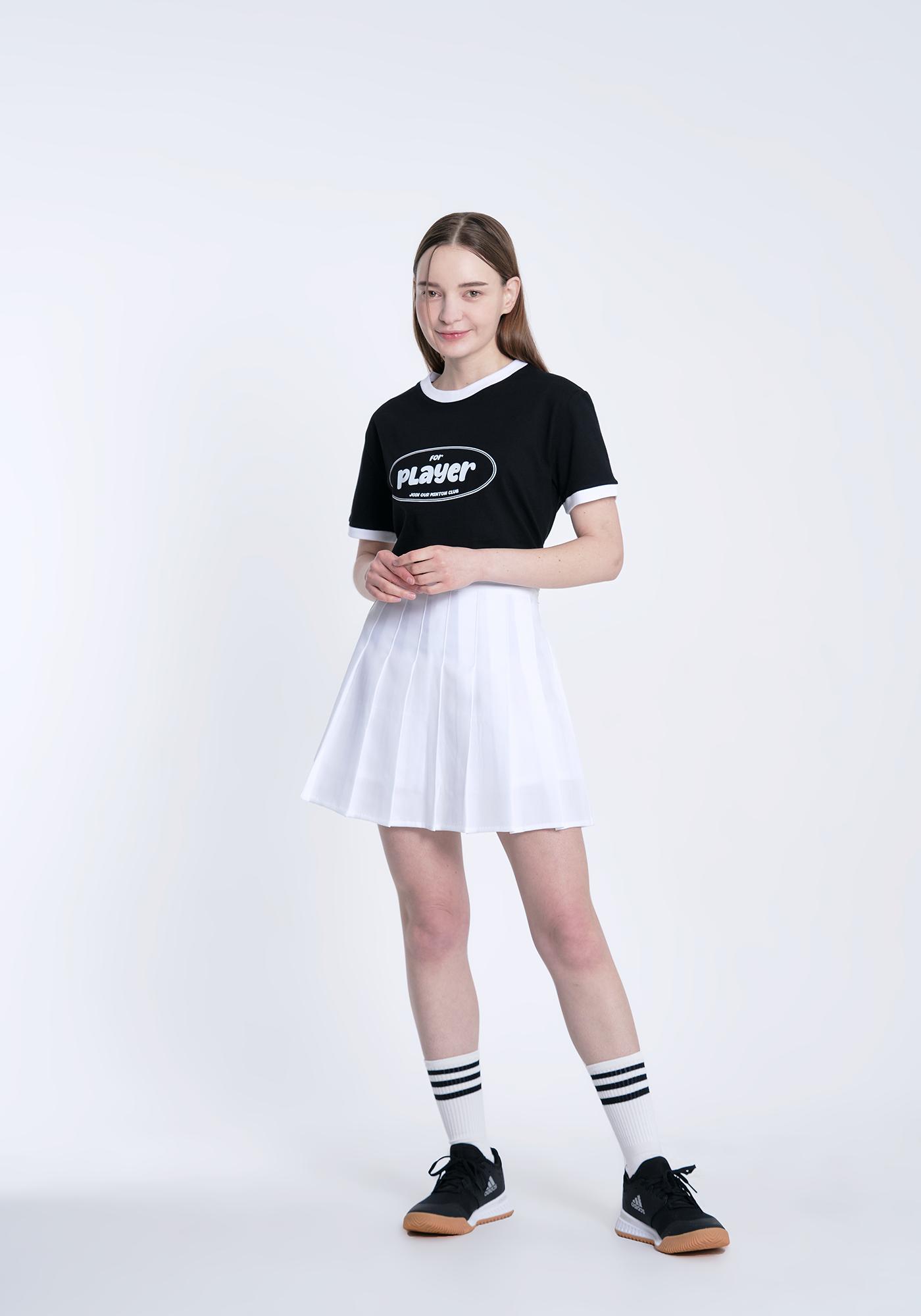 Mestari Badminton Player Ring-T Color Block Elastic Waist Short Sleeve T-Shirt Ct3007 Black L