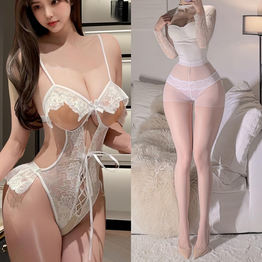 Sexy underwear Sexy small chest steel ring onesie Passion temptation Hollow breast suspender Lace free suit women