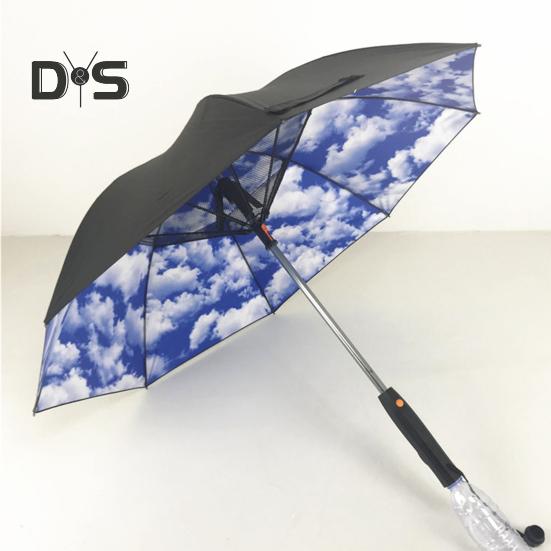 Deštník 3 v 1 s ventilátorem, bateriový provoz, UV ochrana proti slunci, přenosný, vodotěsný, větruodolný, letní, venkovní, slunečník proti dešti