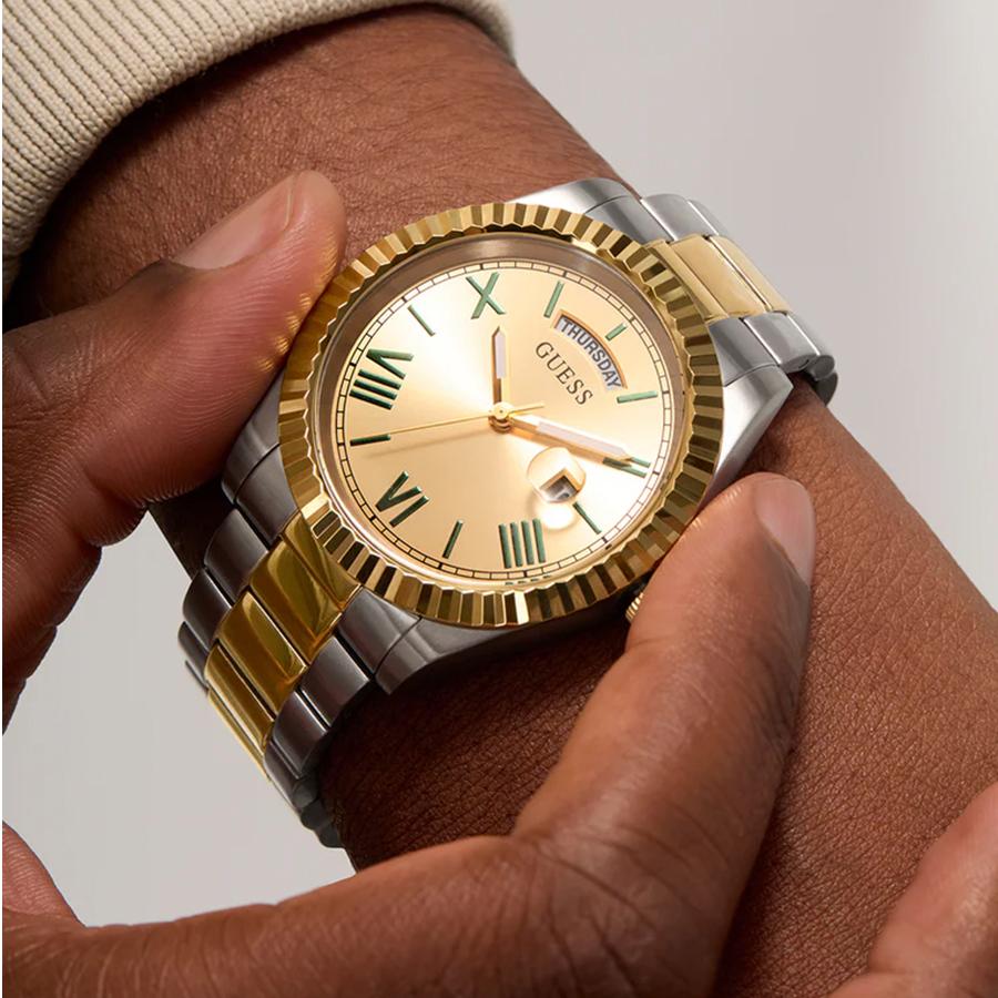 Guess Two-Tone Stainless Steel Men's Quartz Watch with Date Strap - GW0265G14