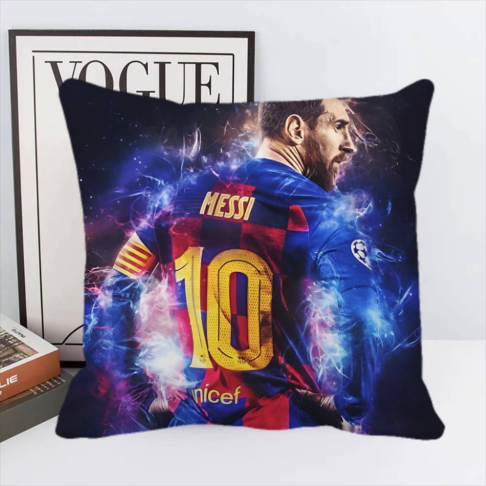 Federa Cuscino Stella del Calcio L-Lionel M-Messi Quadrato Camera da Letto Divano Comfort per il Tempo Libero Cuscino Auto Soggiorno Decorazione per la Casa