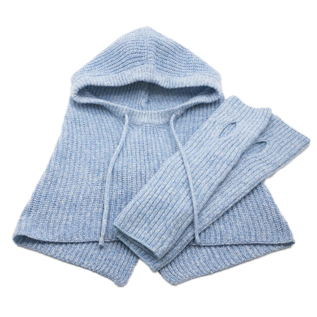 

Devalier Балаклава с капюшоном и шеей с рукавами для защиты лица от холода, один размер, вязаная шапка однотонная с рукавами, грелка, чехлы, накидка, защита, все, женщины,