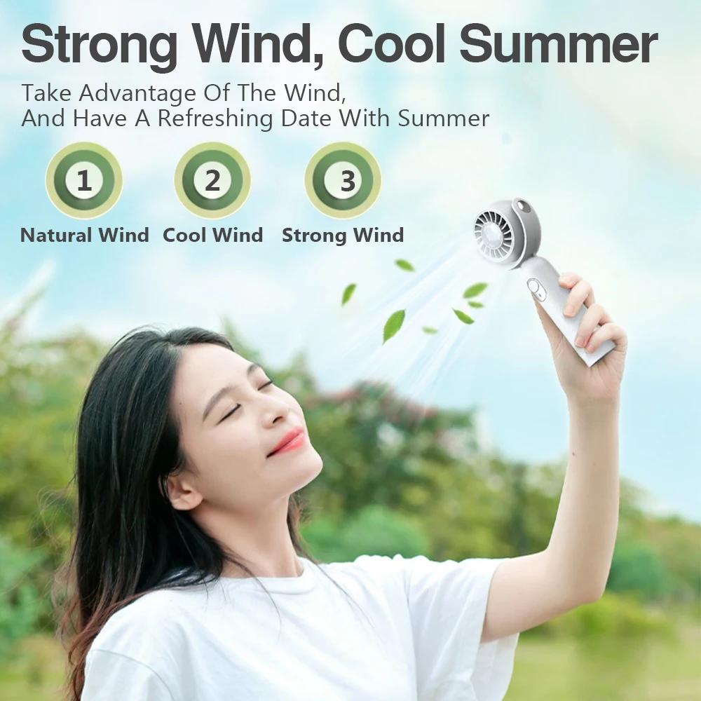 

Electric Portable Fan Hand-held Quiet Small USB Rechargeable Mini Neck Fan for Student Dormitory Office Outdoor Hand Fan синий