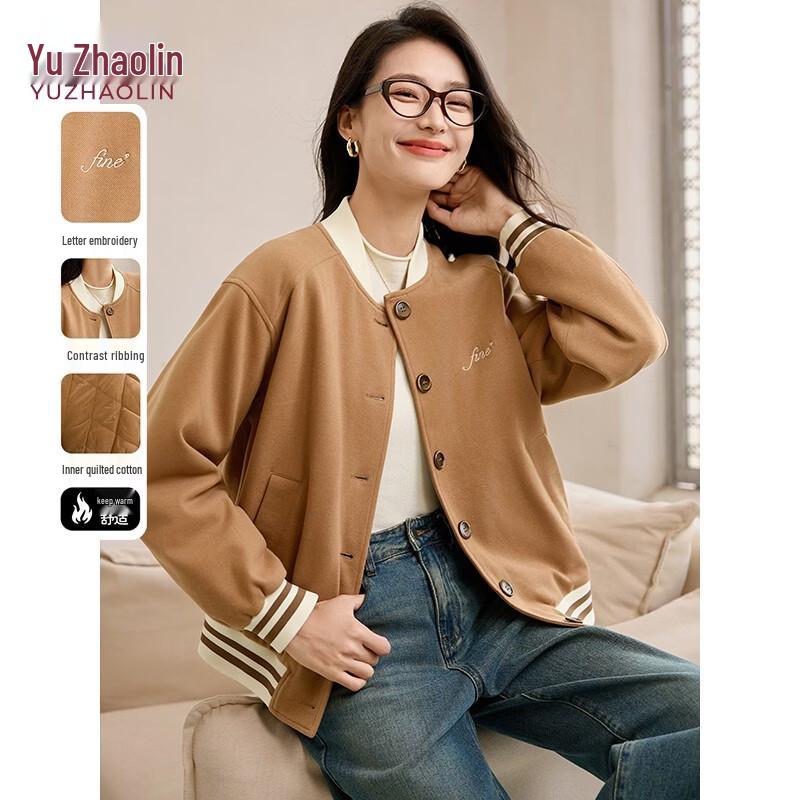 YUZHAOLIN Women s Retro Embroidered Cotton Baseball Jacket XL