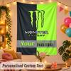 Monster Energy Personalized Wall Tapestry Custom Name Text Polyester Hanging Decor Home Room
