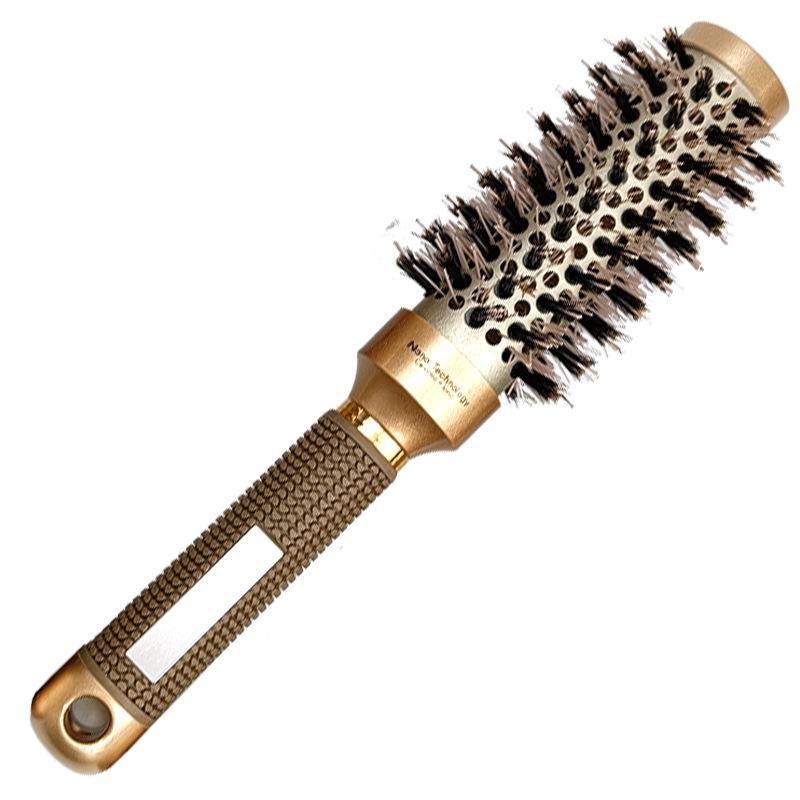 4-Piece Cylinder Curly Hair Roller Set: Pig Bristle Comb, Thermal Air Aluminum Comb, Ceramic Styling Comb.
