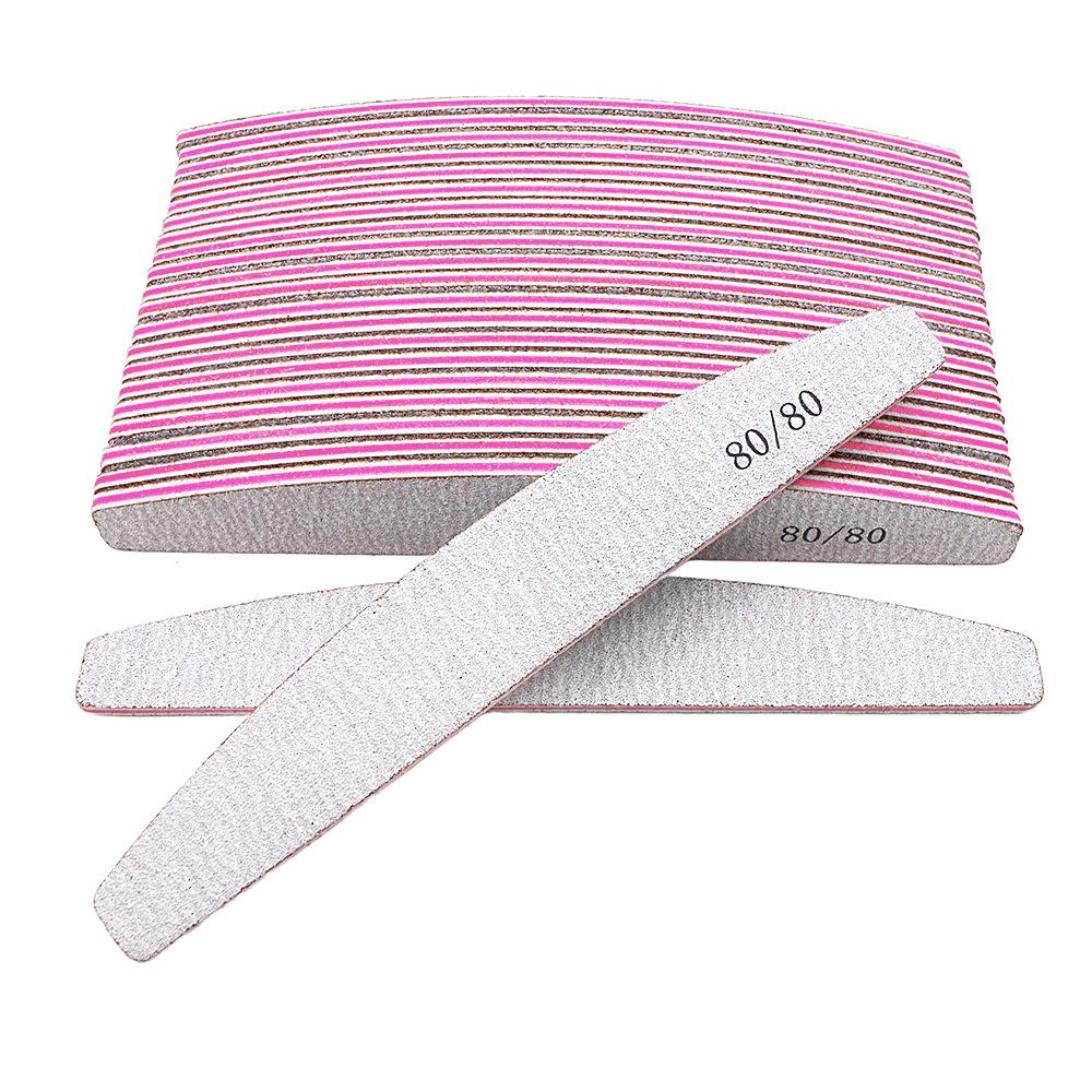 Gray Half-Moon Nail File - Double-Sided Colored Core Sanding Strip for Nail Art