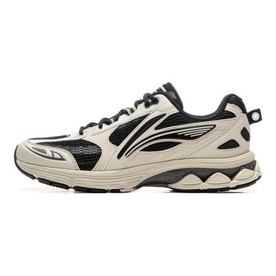 Li Ning Fuyiao 2.0 Klassisch Retro Doppelte Dämpfung Stabile Unterstützung Rutschfest Abriebfest Low-Top Freizeit Laufschuhe Herren Sneaker Schwarz Grau ARXU001-10