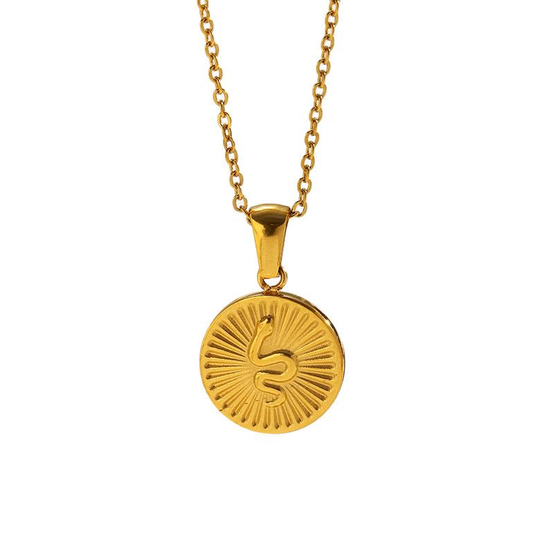 Square Fashion Pendant High Temperature Electroplated Fade Resistant Titanium Steel Necklace