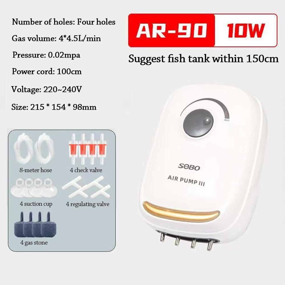 Ultra Silent Aquarium Air Pump Silent Operation Adjustable Automatic Mute Aerator Pump Low Noise 4W/6W/10W Small Oxygenator