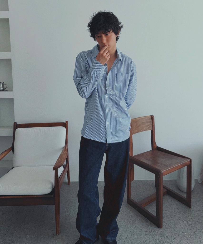 PLAC Essentials Wide Linen Denim Pants M08 Deep Blue