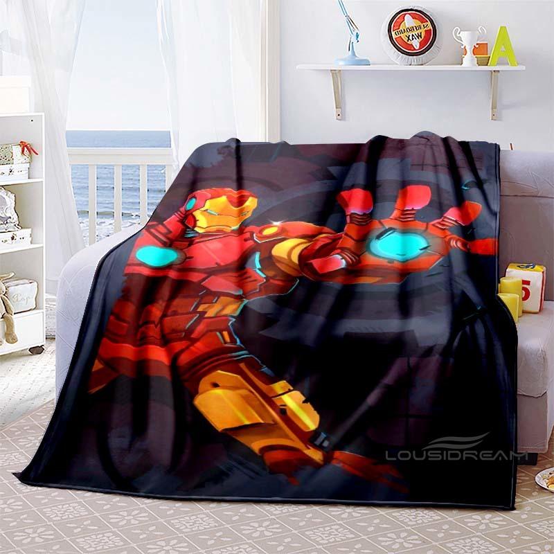Iron Man Cartoon Comic Funny Expression Blanket, Warm Flannel Sofa Blanket, Home, Bedroom, Travel.